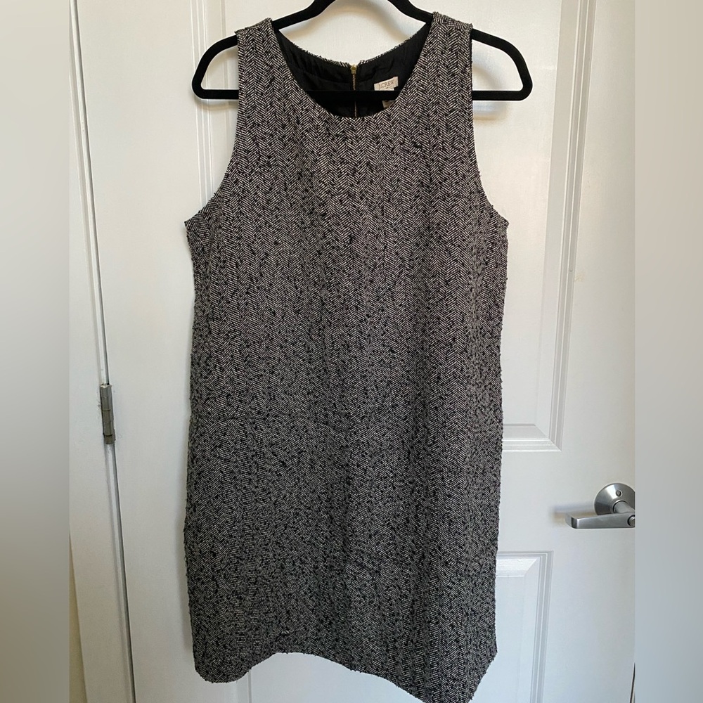 J. Crew Textured Black and White Shift Dress | Size 16